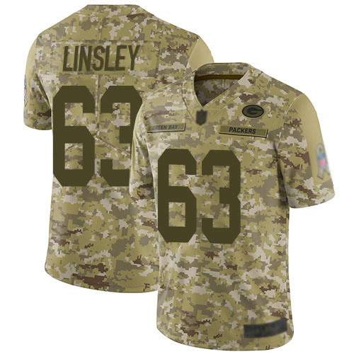 Green Bay Packers Limited Camo Men #63 Linsley Corey Jersey Nike NFL 2018 Salute to Service->nfl t-shirts->Sports Accessory